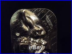 VINTAGE 5 ANTIQUE 2-pc. STANDING RABBIT with BACKPACK CHOCOLATE MOULD, HOLLAND