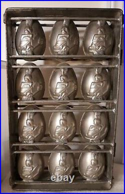 VTG Antique Hinged Metal Easter Bunny Rabbit Driving Auto Chocolate Candy Mold