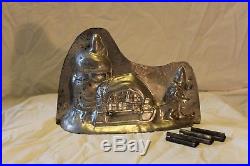 Very Rare Antique/Vintage Chocolate Mold of a Gnome Pulling Santa's Sled no. 181