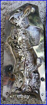 Vintage 11-3/4 Standing Female Bunny Rabbit withBasket Candy Chocolate Mold #368