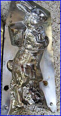 Vintage 11-3/4 Standing Female Bunny Rabbit withBasket Candy Chocolate Mold #368
