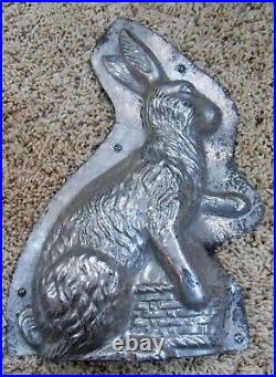 Vintage 12 Standing Bunny Rabbit withBasket 2-Part Candy Chocolate Mold Marked #2