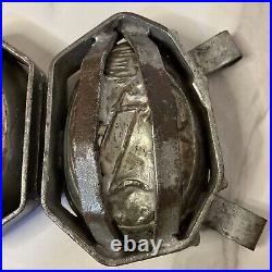 Vintage 3D Egg Chocolate Candy Mold Heavy Duty Hinged Rabbit Swinging 3x4.5