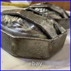 Vintage 3D Egg Chocolate Candy Mold Heavy Duty Hinged Rabbit Swinging 3x4.5