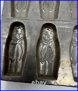 Vintage 45 Boy With bow Tie Candy Chocolate Mold Heavy Metal Antique Commercial
