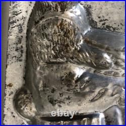 Vintage Antique #247 Tin Easter Bunny Rabbit Sitting On Stump Chocolate Mold