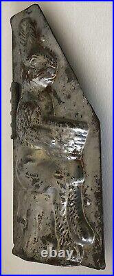 Vintage Antique #247 Tin Easter Bunny Rabbit Sitting On Stump Chocolate Mold