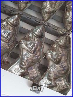 Vintage Antique (4) Witches Witch CHOCOLATE MOLD Primitive Hinged Clips Germany