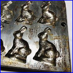 Vintage Antique Agathon Bunny Rabbit Chocolate Candy Mold #818 10 Bunnies