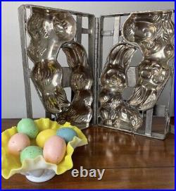 Vintage Antique Bunny Rabbit Chocolate Tin Mold Hinged Easter HEAVY