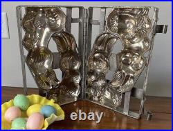 Vintage Antique Bunny Rabbit Chocolate Tin Mold Hinged Easter HEAVY
