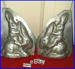 Vintage Antique Chocolate Mold Bunny Riding A Bunny 6.5 Tall Marked 258