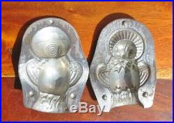 Vintage Antique Chocolate Mold Easter Chick in Bonnet and Bow 4 1/2 inch Reiche