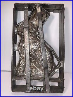 Vintage Antique Easter Rabbit Chocolate Mold Heavy Hinged Metal 11 PLEASE READ