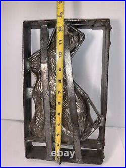 Vintage Antique Easter Rabbit Chocolate Mold Heavy Hinged Metal 11 PLEASE READ