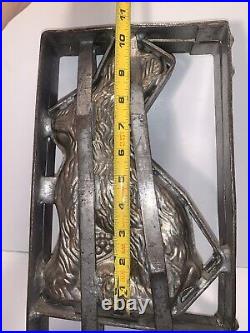 Vintage Antique Easter Rabbit Chocolate Mold Heavy Hinged Metal 11 PLEASE READ