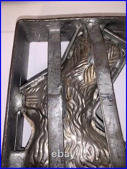 Vintage Antique Easter Rabbit Chocolate Mold Heavy Hinged Metal 11 PLEASE READ