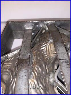 Vintage Antique Easter Rabbit Chocolate Mold Heavy Hinged Metal 11 PLEASE READ