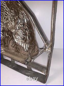 Vintage Antique Easter Rabbit Chocolate Mold Heavy Hinged Metal 11 PLEASE READ