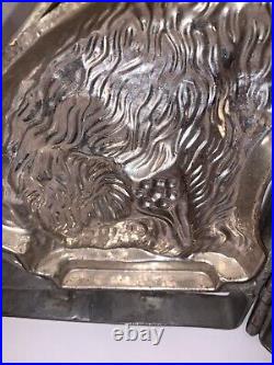 Vintage Antique Easter Rabbit Chocolate Mold Heavy Hinged Metal 11 PLEASE READ