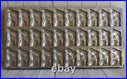 Vintage Antique Flat Chocolate Mold Easter Bunny Rabbit 30 with Basket on Back