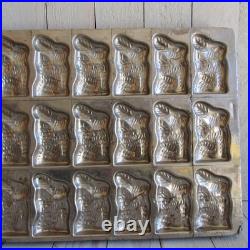 Vintage Antique Flat Chocolate Mold Easter Bunny Rabbit 30 with Basket on Back