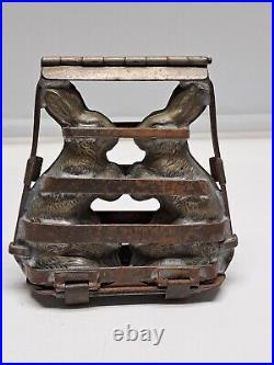 Vintage / Antique Hinged Rabbit Chocolate Mold Quality Double EASTER BUNNY Candy