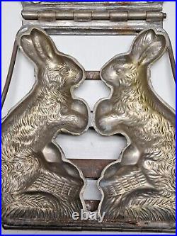 Vintage / Antique Hinged Rabbit Chocolate Mold Quality Double EASTER BUNNY Candy