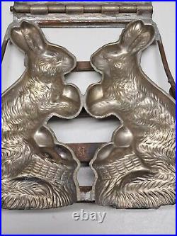 Vintage / Antique Hinged Rabbit Chocolate Mold Quality Double EASTER BUNNY Candy