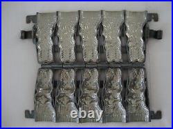 Vintage Antique Metal Bunny Rabbit (5) Chocolate Candy Mold Hinged Clasp