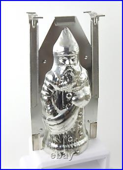 Vintage Antique Old Victorian Santa Candy Chocolate Metal Tin Mold Large 10.5