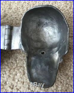 Vintage Antique Pewter Butter Ice Cream Chocolate Mold Halloween Skull