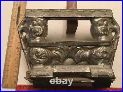 Vintage Antique Pewter Chocolate Molds 2 Roosters side by side in one mold