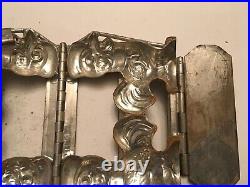 Vintage Antique Pewter Chocolate Molds 2 Roosters side by side in one mold