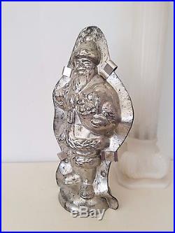 Vintage Antique SANTA CLAUS Bag of Toys CHOCOLATE MOLD Primitive with Clips
