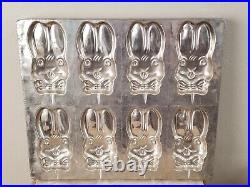 Vintage Candy Chocolate Mold Tray 8 Pieces Large Bunnies Easter Rabbit Bunny