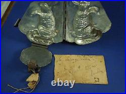 Vintage Chocolate Candy Mold Rabbit Easter Bunny Hinged with Clips