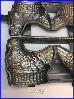 Vintage Chocolate Mold Hinged Double Nesting Hens Easter Chickens on Nests Large