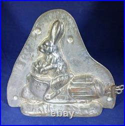 Vintage Chocolate Mold Rabbit on Scooter Made in Germany