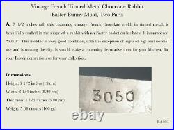 Vintage French Tinned Metal Chocolate Rabbit Easter Bunny Mold, Basket, Numbered