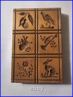 Vintage GENE WILSON Retired Wood Springerle Cookie Stamp MOLD 6 PRINT PRESS 1978