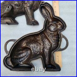 Vintage GRISWOLD Cast Iron Bunny Cake, Butter, Chocolate Mold 2 Pieces 862 & 863