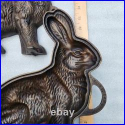 Vintage GRISWOLD Cast Iron Bunny Cake, Butter, Chocolate Mold 2 Pieces 862 & 863