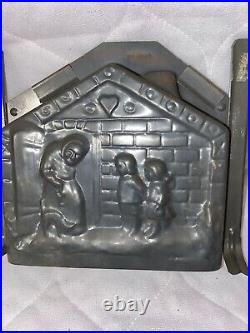 Vintage Hansel and Gretel Chocolate Mold, Witch Gingerbread House Antique #abk