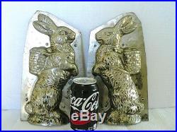 Vintage Huge 11.5 Standing Rabbit Bunny Back Basket Chocolate Mold Antique