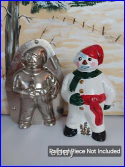 Vintage Large 6 1/4 x 3 1/4 Snowman In Hat & Scarf Chocolate Mold, Dutch Vintage Large 6 1/4 x 3 1/4 Snowman In Hat & Scarf Chocolate Mold, Dutch