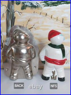 Vintage Large 6 1/4 x 3 1/4 Snowman In Hat & Scarf Chocolate Mold, Dutch Vintage Large 6 1/4 x 3 1/4 Snowman In Hat & Scarf Chocolate Mold, Dutch