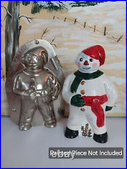 Vintage Large 6 1/4 x 3 1/4Snowman In Hat & Scarf Chocolate Mold, Dutch