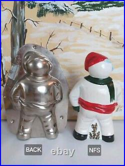 Vintage Large 6 1/4 x 3 1/4Snowman In Hat & Scarf Chocolate Mold, Dutch