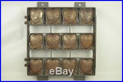 Vintage Large Cast Steel Hinged Valentine's Day Heart Chocolate Candy Molds 12